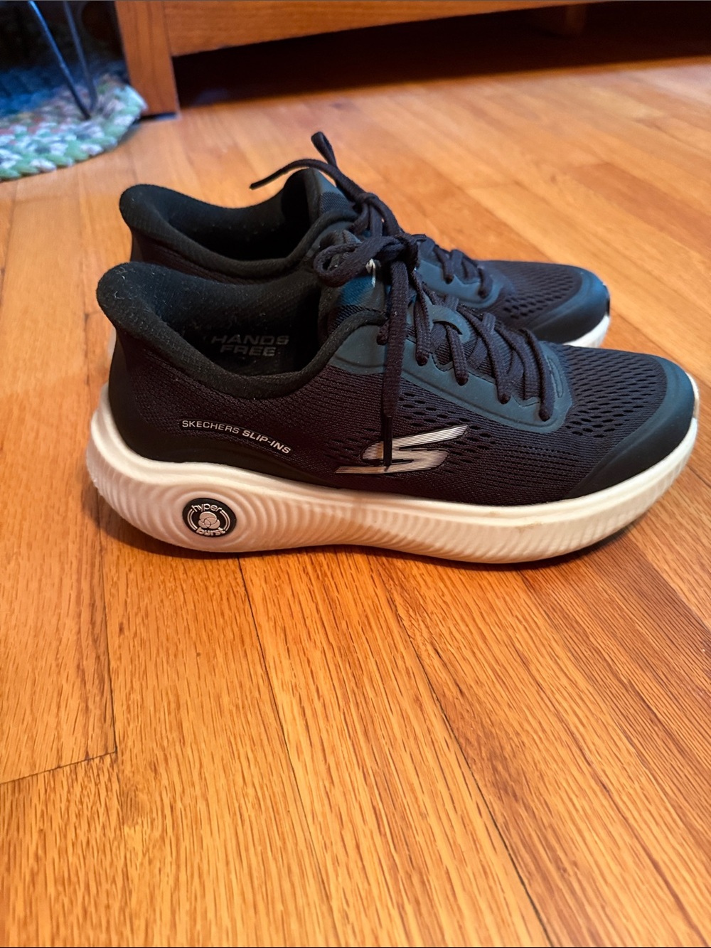 Skechers Slip Ins Black Sneakers with White Sole